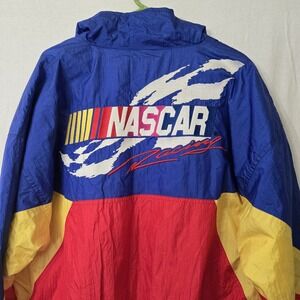 Vintage 80s Windbreaker NASCAR Zip Jacket‎ Chase Authentics Large Multicolor